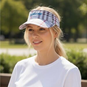 VINTAGE 90’s Burberry Nova Check Blue Visor Hat/Cap - Unisex